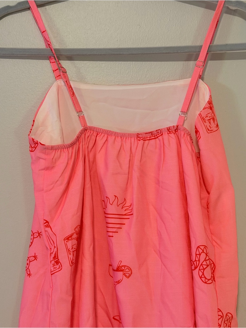 Bright Pink & Orange Tropical Cocktail Print Mini Dress - Picture 5 of 6